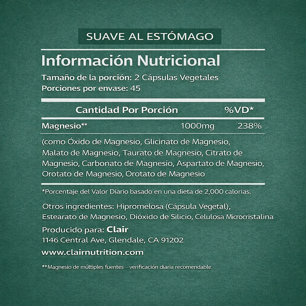 Magnesio - Relajación muscular y digestiva en 10 días